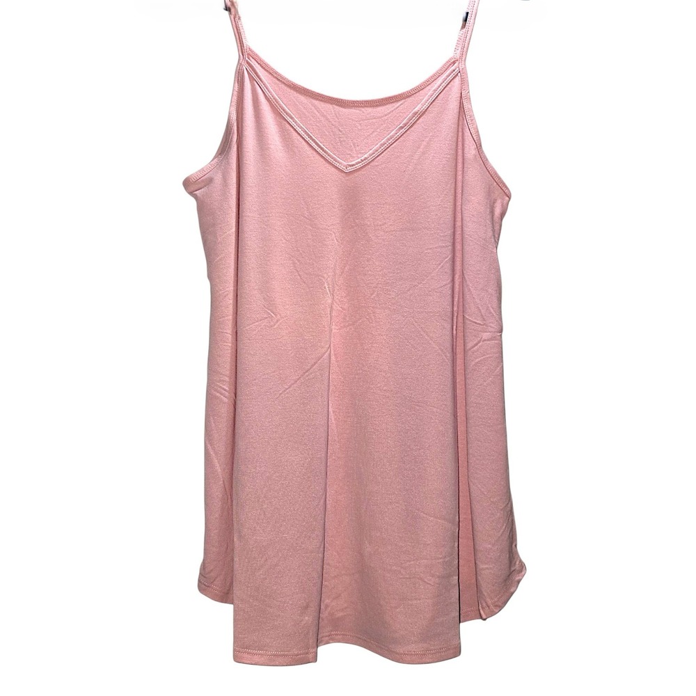 Zenana Pink V-Neck Camisole Adjustable Spaghetti Strap Knit Tank Top  XL